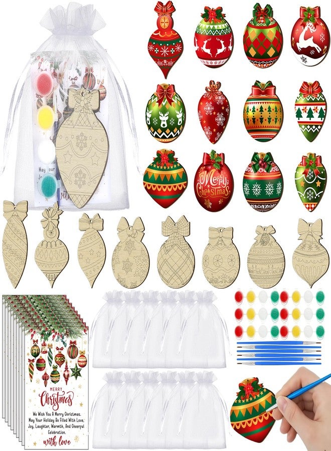 مارسبارك مجموعة مارسبارك المكونة من 20 قطعة من أدوات الرسم والحرف اليدوية لعيد الميلاد، هدايا خشبية، مجموعة رسم مع بطاقة، ارسم بنفسك زينة عيد الميلاد، كرة عيد الميلاد غير مطلية، حرفة يدوية يمكنك صنعها بنفسك، لوازم هدايا الحفلات - Image 1